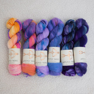 Set de 6 écheveaux - Artemis Squishy Single x Stratos - Sea Sunset x Mystical