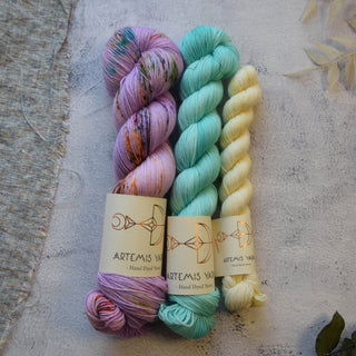 Artemis Sock set -Sock 100g + 50g + 20g - Blackberry cake, Snake eye and Vanilla Ice cream