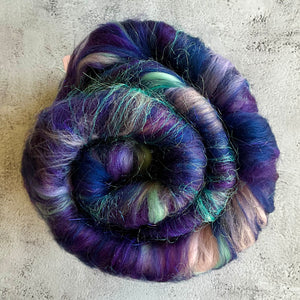 Deep Sea - Merino wool and tussah silk carded batt