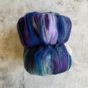 Deep Sea - Merino wool and tussah silk carded batt