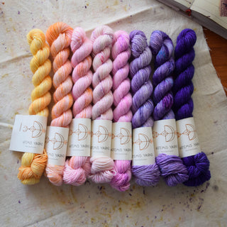 Set de 8 mini écheveaux Artemis Classic single - Jaune / Ultraviolet