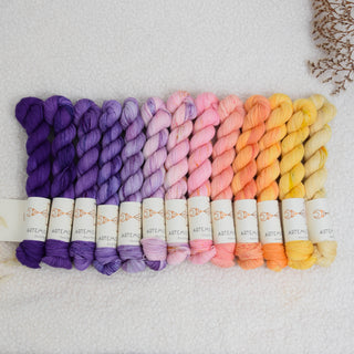 13  skeins color Fade Nereids- Artemis Sock 50g - Beroe to Ligea