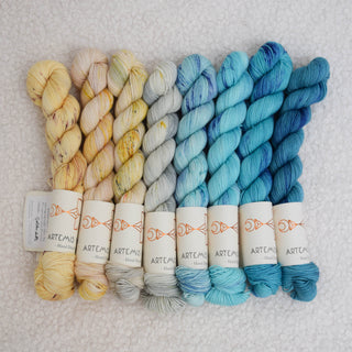 8 skeins color combo - Artemis Sock 50g - Golden latte x Thetis