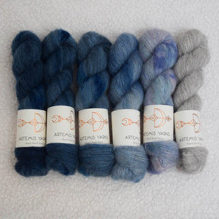 6 skeins fade set - Artemis Storm lace - Happy dye x Undyed
