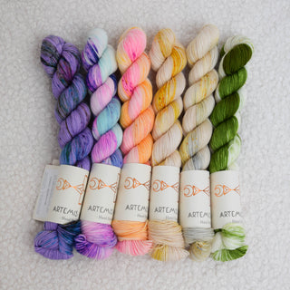 Combo de 6 couleurs - Artemis 50g sock - Blackberry cake x Matcha latte