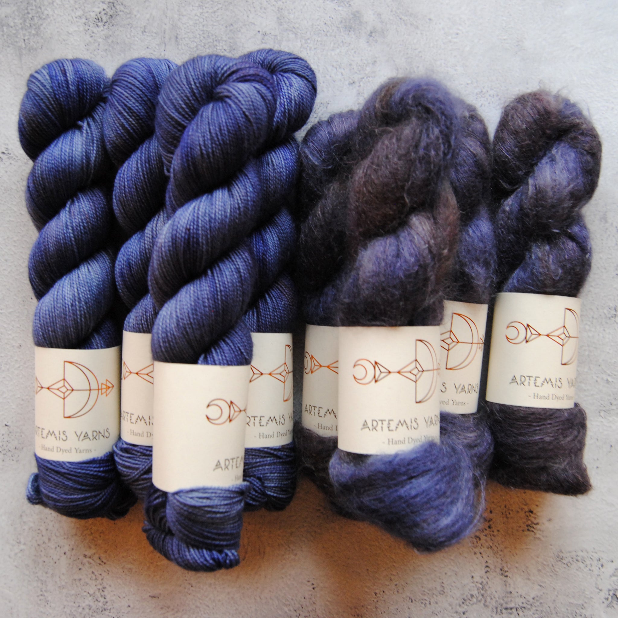 Moon cloud shawl set "Happy dye 308" size Large - Artemis High Twist + Artemis Mohair silk lace