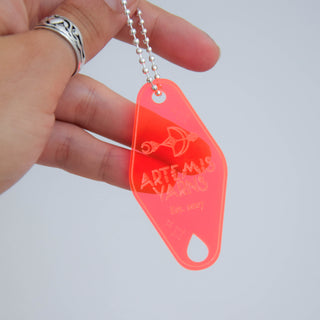 Artemis porte clé stylé "Motel" - Porte marqueurs tricot - Coral Neon