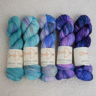 5 skeins fade colorways "Nereids" - Base Artemis Cashmere Sport