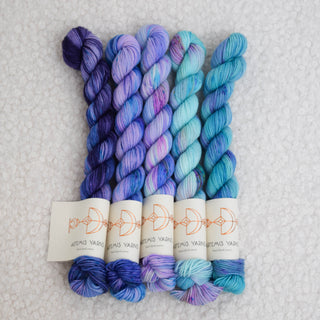 5 skeins fade colorways "Nereids"- Base Artemis Sock mini 20g