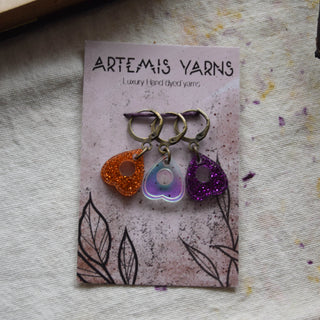 Set of 3 removable stitch markers - Halloween 2026 Ouija trio