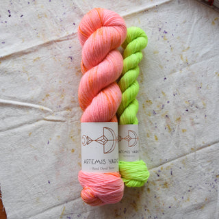 Artemis High Twist Sock set - Coral + Bioluminescent