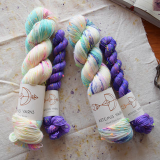 Sock set Sprinkles fingering - Siren + Happy dye Purple