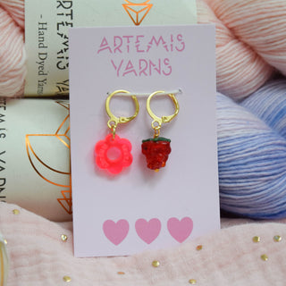 Duo de marqueurs de mailles - Raspberry flower