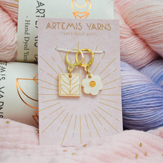 Set of 2 removable stitch markers - Quilter's garden Leaves