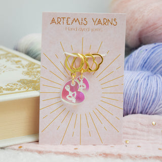 Set of stitch markers for socks - Holographic Heart