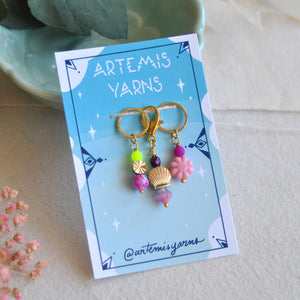 Set of 3 stitch markers - Coral Reef